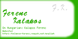 ferenc kalapos business card